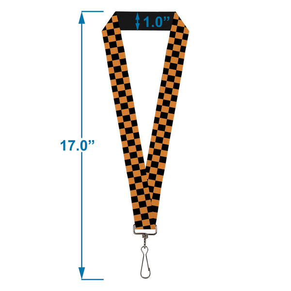 Buckle-Down Lanyard - 1.0" - Checker Black Neon Orange