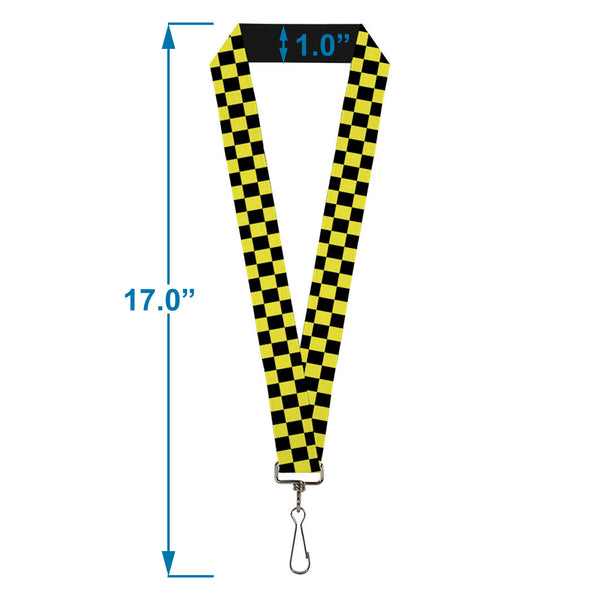 Buckle-Down Lanyard - 1.0" - Checker Black Neon Yellow