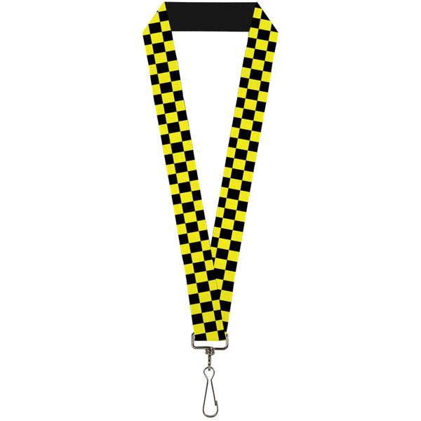 Buckle-Down Lanyard - 1.0" - Checker Black Neon Yellow