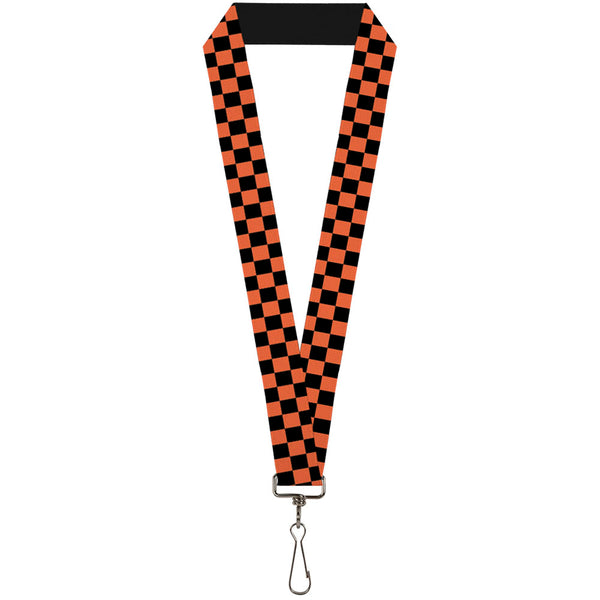 Buckle-Down Lanyard - 1.0" - Checker Black Orange