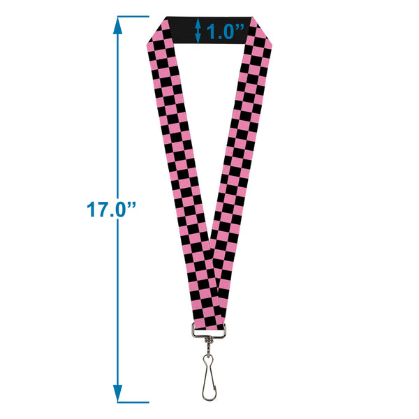 Buckle-Down Lanyard - 1.0" - Checker Black Pink