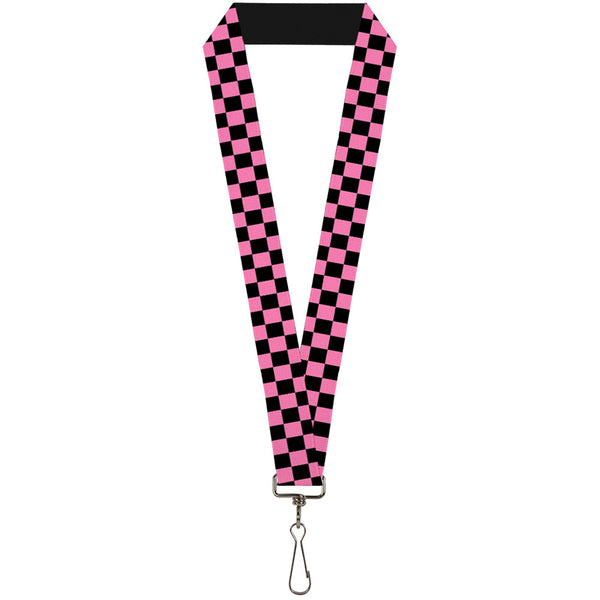 Buckle-Down Lanyard - 1.0" - Checker Black Pink