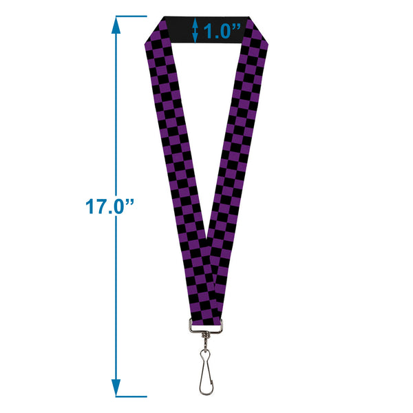 Buckle-Down Lanyard - 1.0" - Checker Black Purple