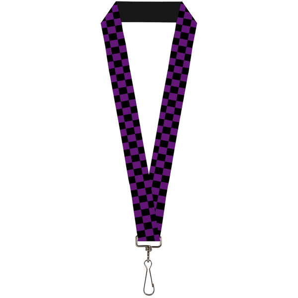 Buckle-Down Lanyard - 1.0" - Checker Black Purple