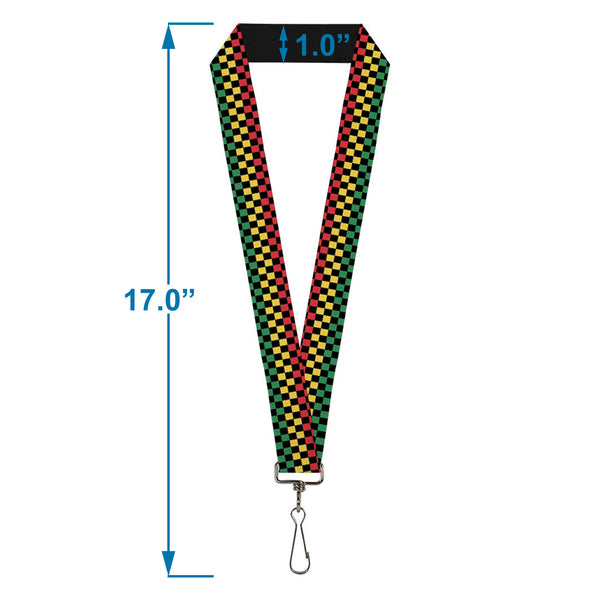 Buckle-Down Lanyard - 1.0" - Checker Black Rasta