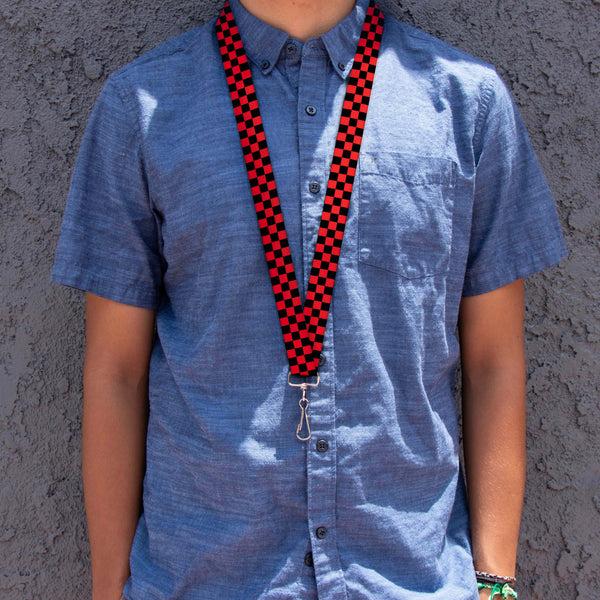 Buckle-Down Lanyard - 1.0" - Checker Black Red