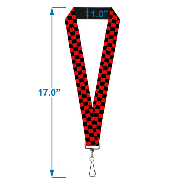 Buckle-Down Lanyard - 1.0" - Checker Black Red