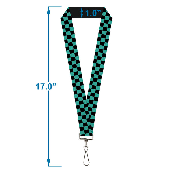 Buckle-Down Lanyard - 1.0" - Checker Black Teal