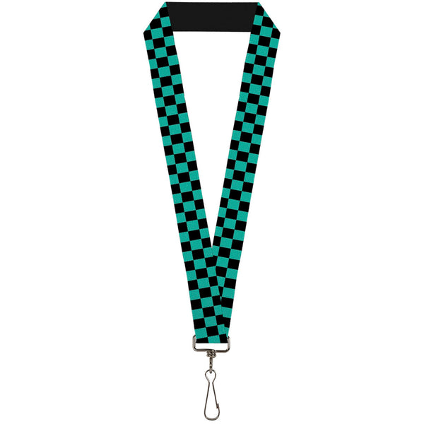 Buckle-Down Lanyard - 1.0" - Checker Black Teal