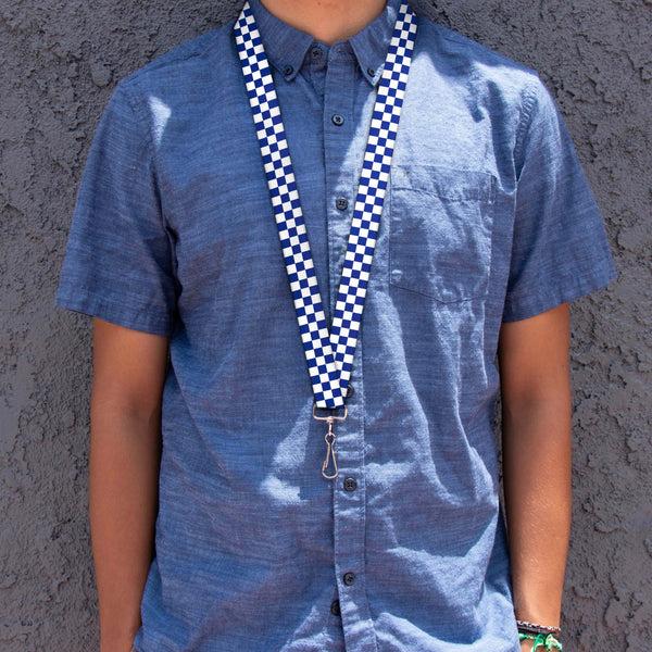 Buckle-Down Lanyard - 1.0" - Checker BlueKU White