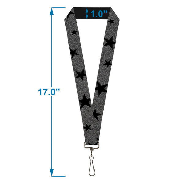 Buckle-Down Lanyard - 1.0" - Cheetah Stars Gray Black