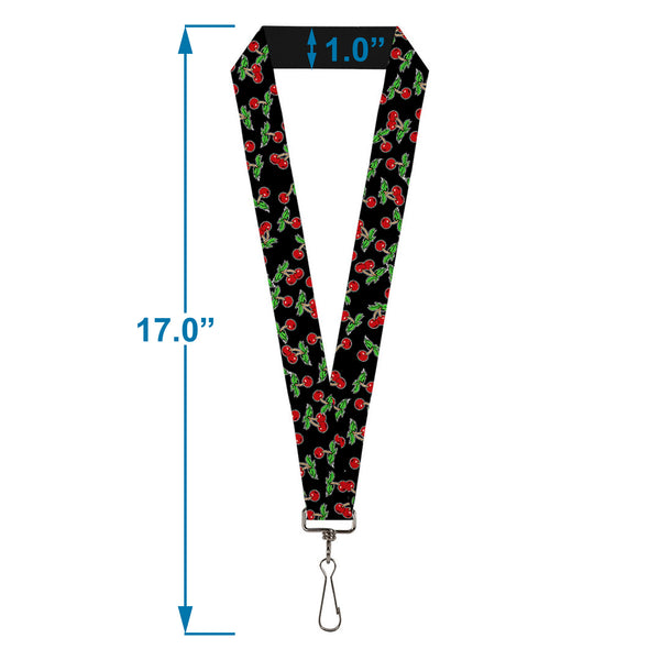 Buckle-Down Lanyard - 1.0" - Cherries Scattered Black