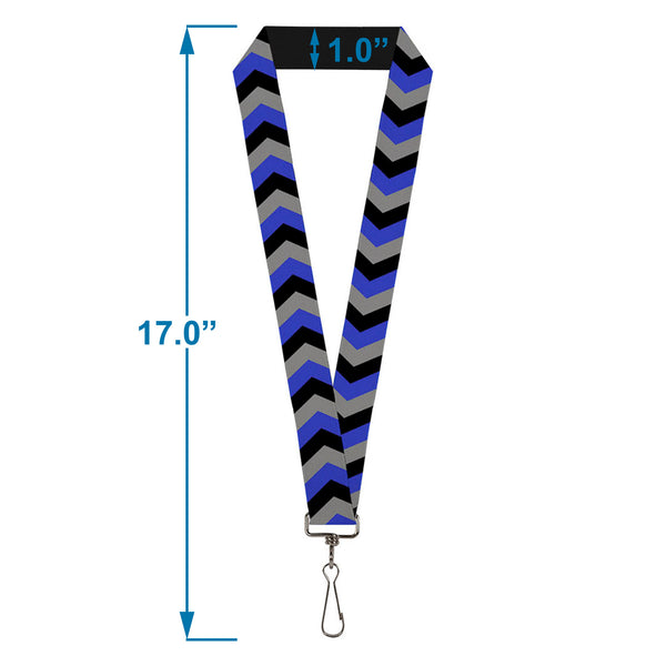 Buckle-Down Lanyard - 1.0" - Chevron Blue Black Gray
