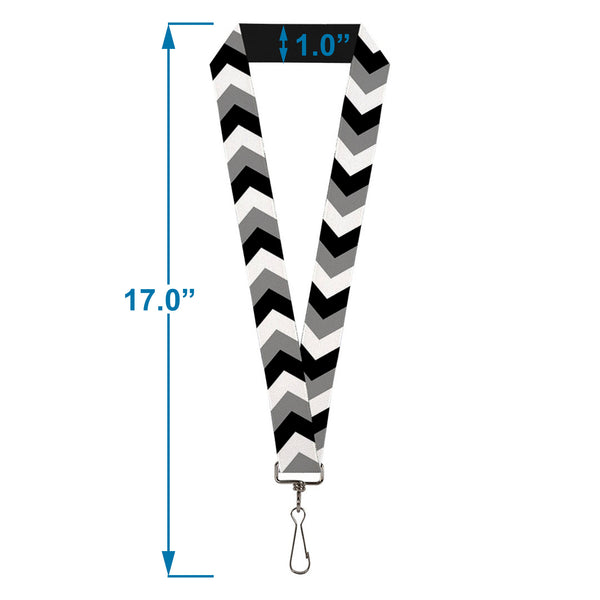 Buckle-Down Lanyard - 1.0" - Chevron White Gray Black