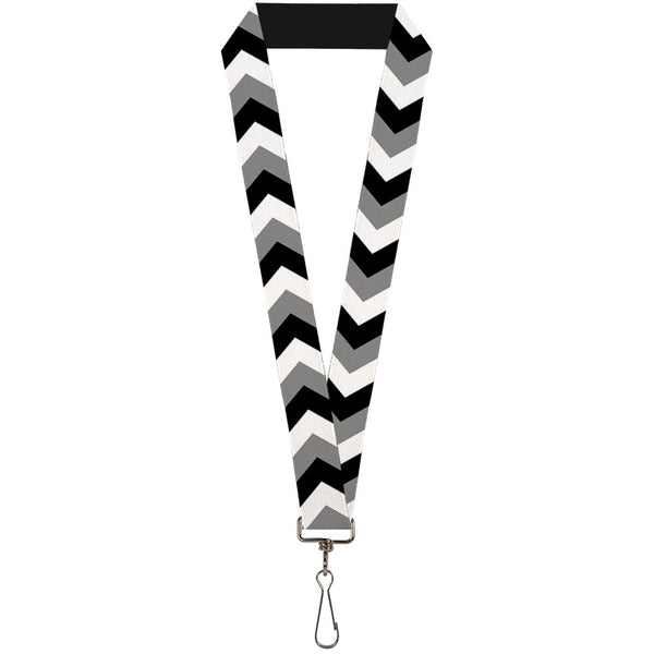 Buckle-Down Lanyard - 1.0" - Chevron White Gray Black