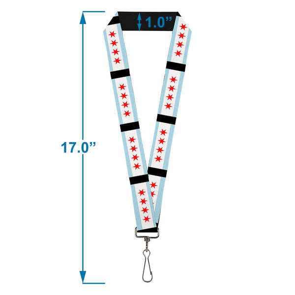 Buckle-Down Lanyard - 1.0" - Chicago Flags Black