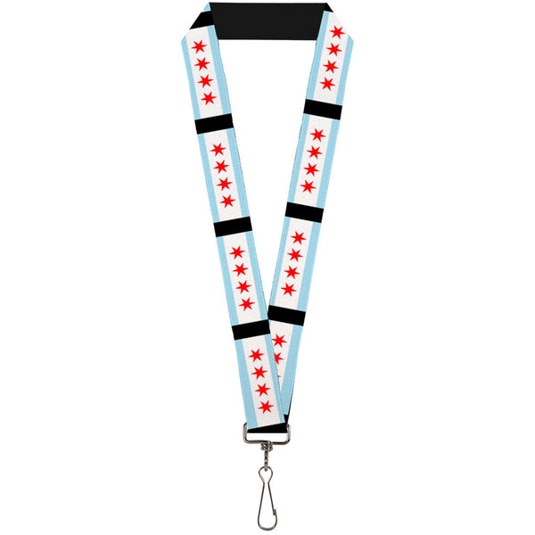 Buckle-Down Lanyard - 1.0" - Chicago Flags Black