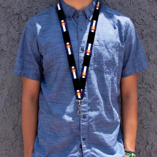 Buckle-Down Lanyard - 1.0" - Colorado Flags3 Black