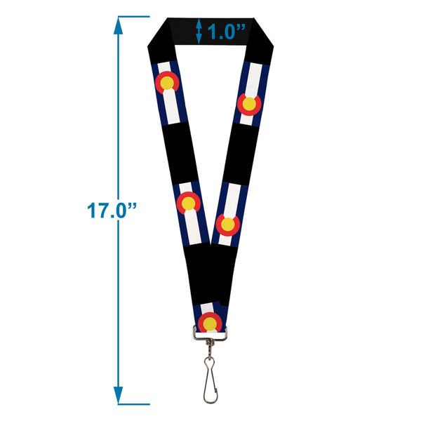 Buckle-Down Lanyard - 1.0" - Colorado Flags3 Black