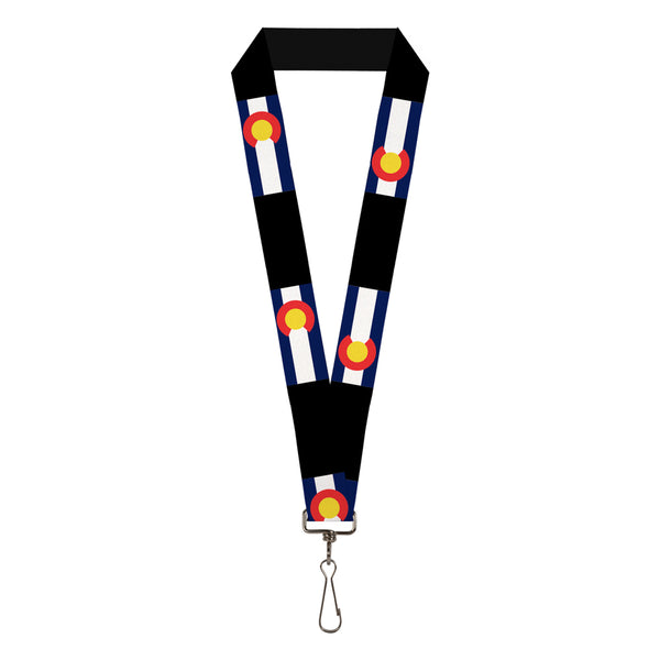 Buckle-Down Lanyard - 1.0" - Colorado Flags3 Black