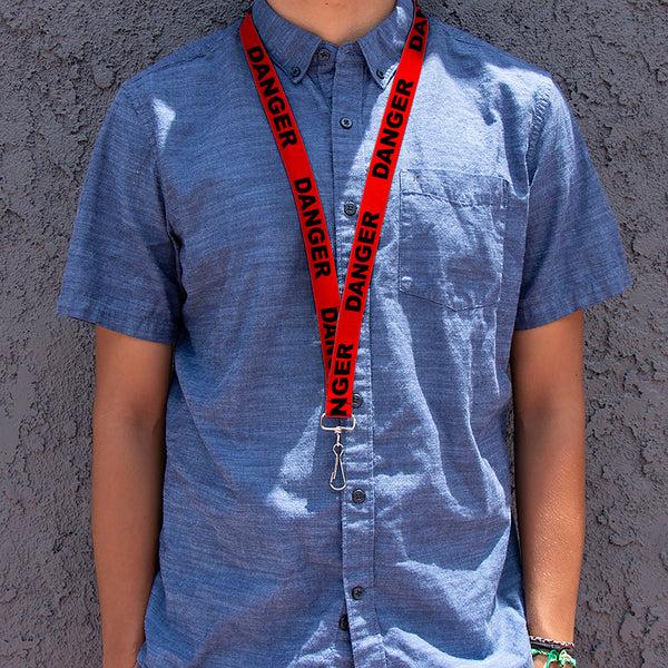 Buckle-Down Lanyard - 1.0" - DANGER Text Red Black