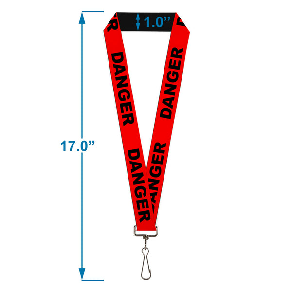 Buckle-Down Lanyard - 1.0" - DANGER Text Red Black