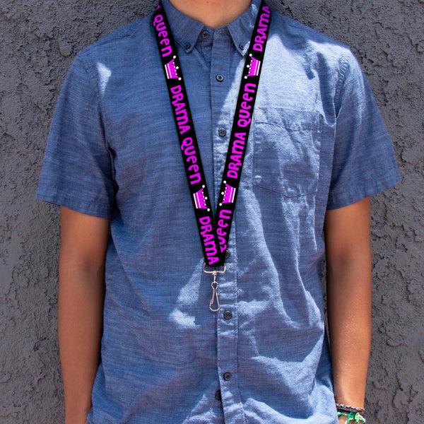 Buckle-Down Lanyard - 1.0" - DRAMA QUEEN Black Fuchsia