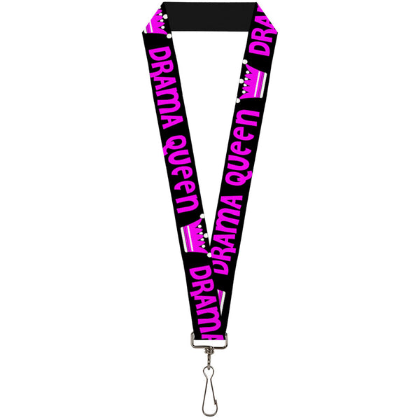 Buckle-Down Lanyard - 1.0" - DRAMA QUEEN Black Fuchsia