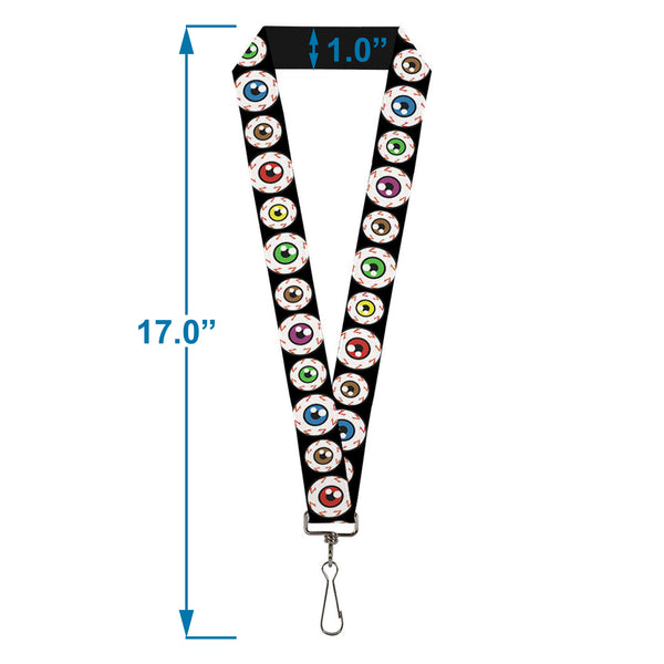 Buckle-Down Lanyard - 1.0" - Eyeballs Black Multi Color