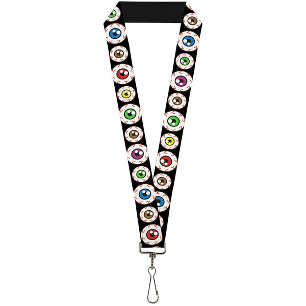 Buckle-Down Lanyard - 1.0" - Eyeballs Black Multi Color