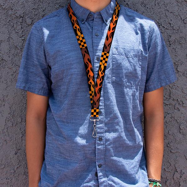 Buckle-Down Lanyard - 1.0" - Flame Checker Black/Orange