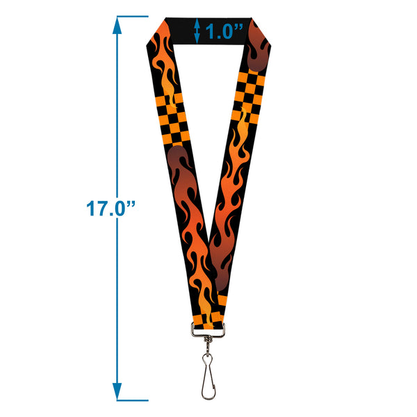 Buckle-Down Lanyard - 1.0" - Flame Checker Black/Orange