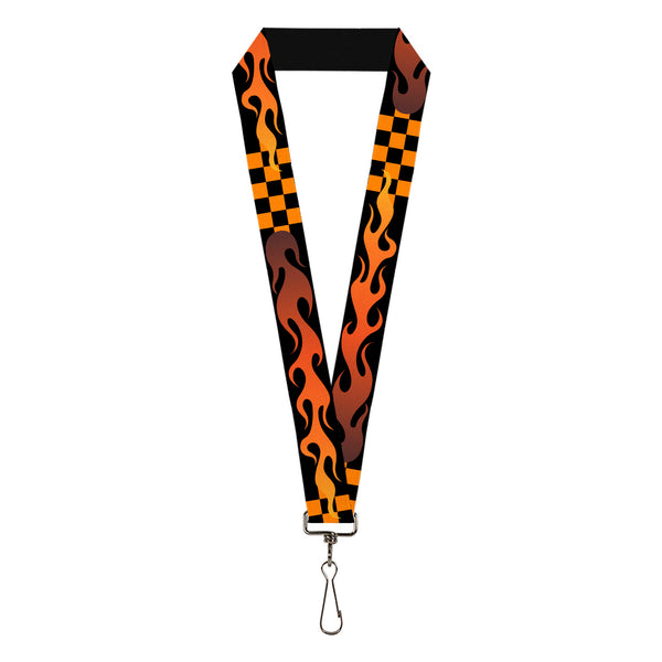 Buckle-Down Lanyard - 1.0" - Flame Checker Black/Orange