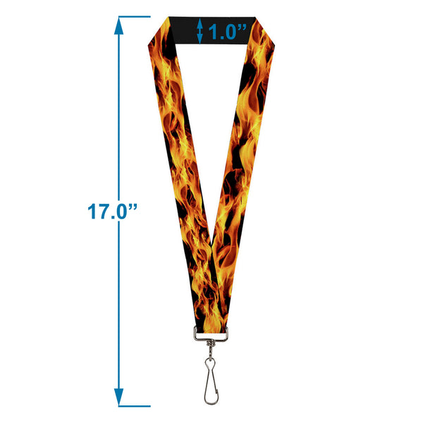 Buckle-Down Lanyard - 1.0" - Flames Vivid Black Orange