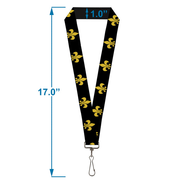 Buckle-Down Lanyard - 1.0" - Fleur-de-Lis Black Yellow