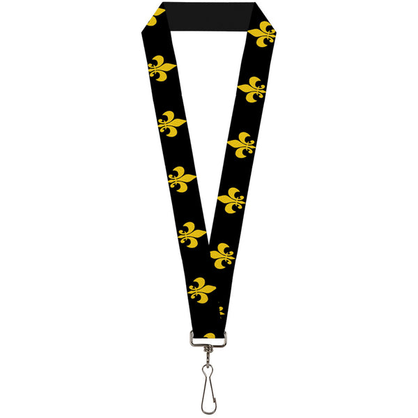Buckle-Down Lanyard - 1.0" - Fleur-de-Lis Black Yellow