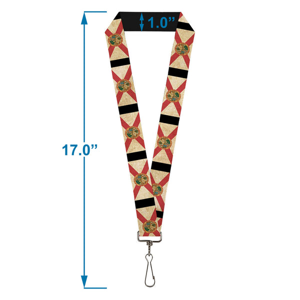 Buckle-Down Lanyard - 1.0" - Florida Flags Black