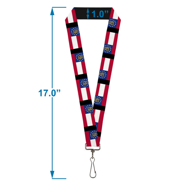 Buckle-Down Lanyard - 1.0" - Georgia Flags Black