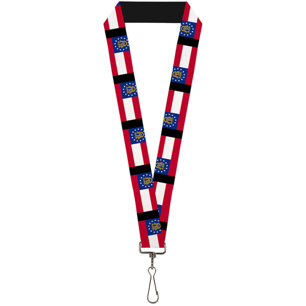 Buckle-Down Lanyard - 1.0" - Georgia Flags Black
