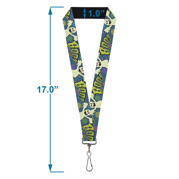 Buckle-Down Lanyard - 1.0" - Ghost BOO Blue Multi Color