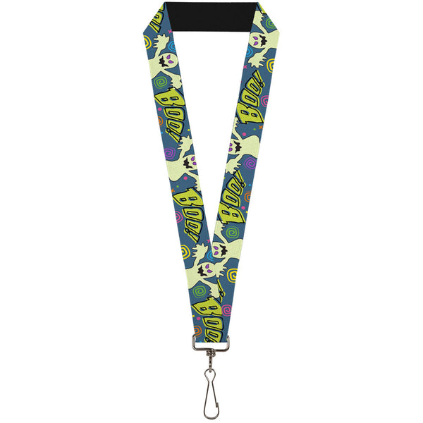 Buckle-Down Lanyard - 1.0" - Ghost BOO Blue Multi Color
