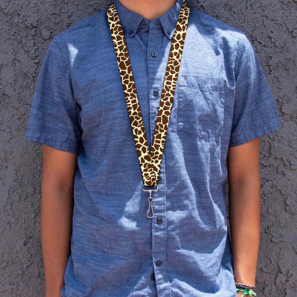 Buckle-Down Lanyard - 1.0" - Giraffe Spots2 Cream Brown