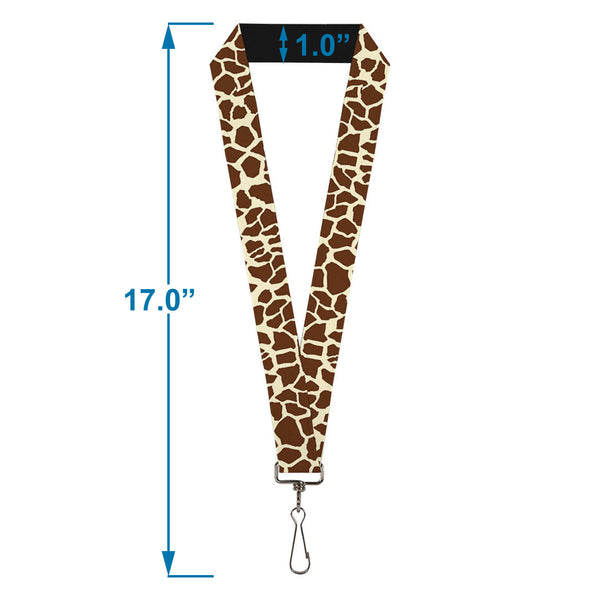 Buckle-Down Lanyard - 1.0" - Giraffe Spots2 Cream Brown
