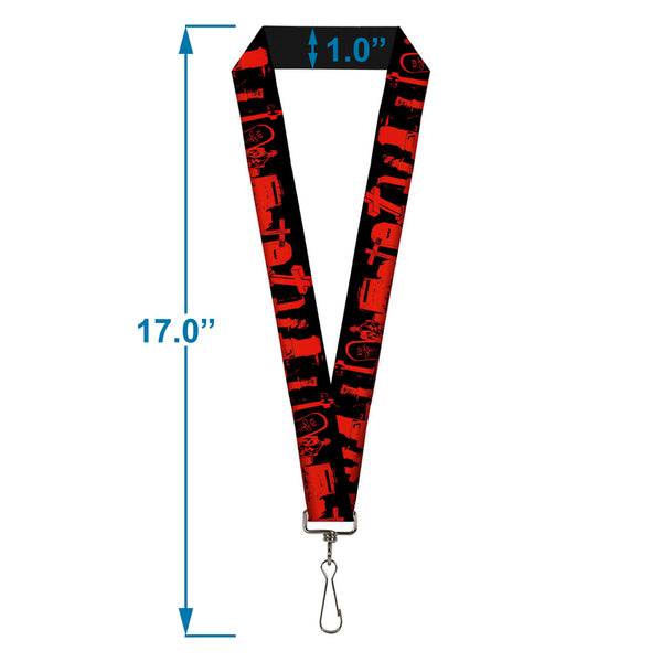 Buckle-Down Lanyard - 1.0" - Graveyard Black Red