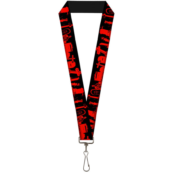 Buckle-Down Lanyard - 1.0" - Graveyard Black Red