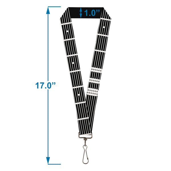 Buckle-Down Lanyard - 1.0" - Guitar Neck Black White