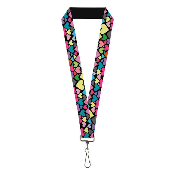 Buckle-Down Lanyard - 1.0" - Hearts Black Multi Color