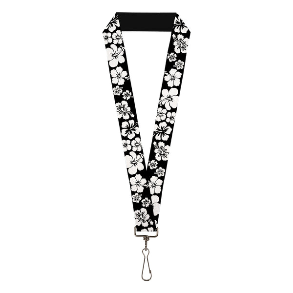 Buckle-Down Lanyard - 1.0" - Hibiscus Black White