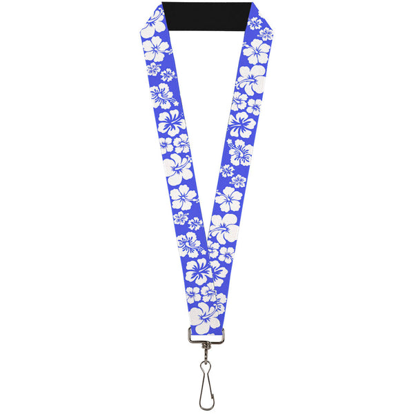 Buckle-Down Lanyard - 1.0" - Hibiscus Blue White