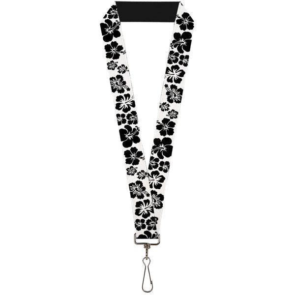 Buckle-Down Lanyard - 1.0" - Hibiscus White Black